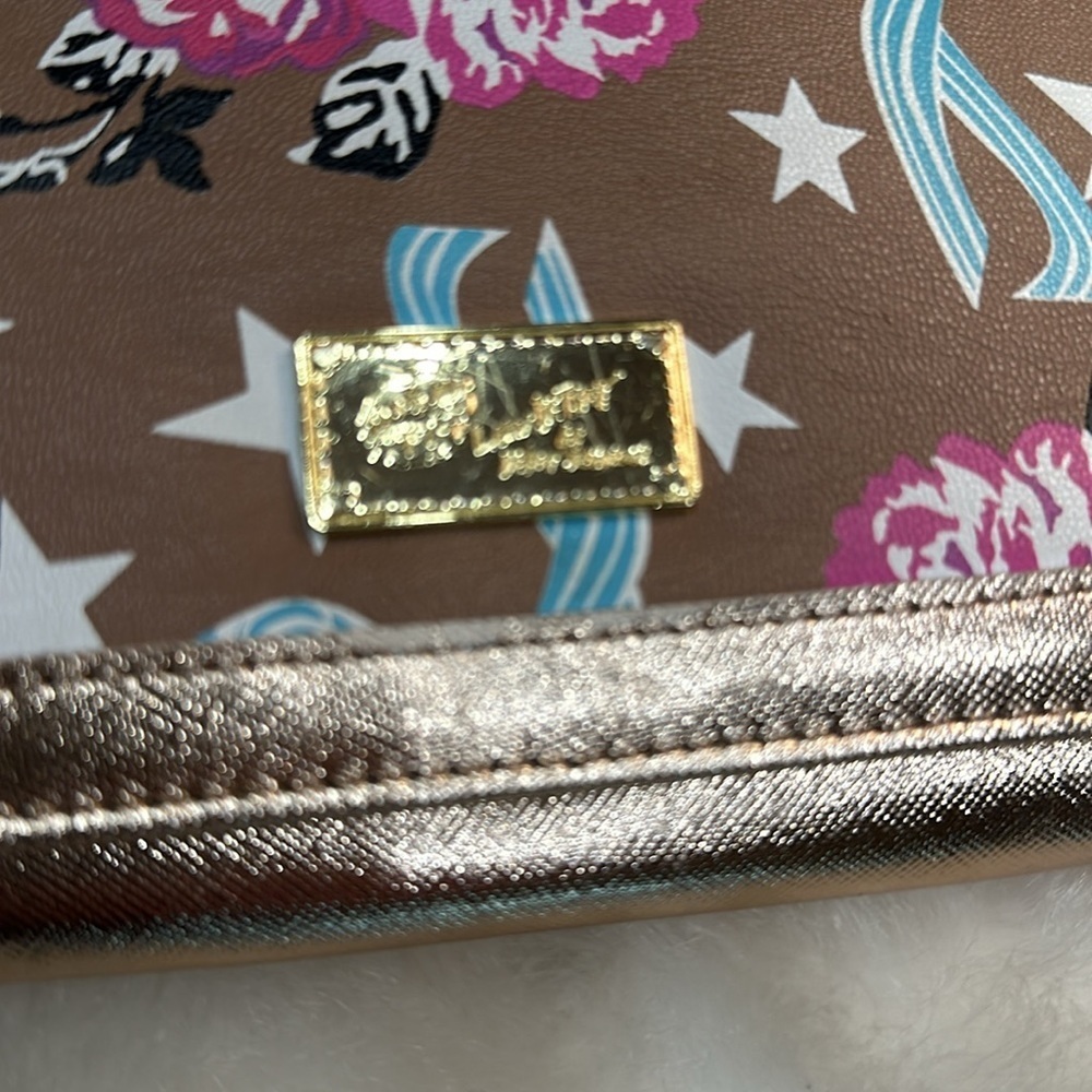 Luv Betsey crossbody wallet purse rose gold w/ gold accents and star purse charm - Picture 4 of 15